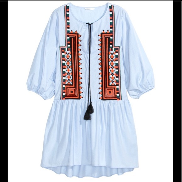 H&M blue Embroidered Dress - Picture 2 of 5